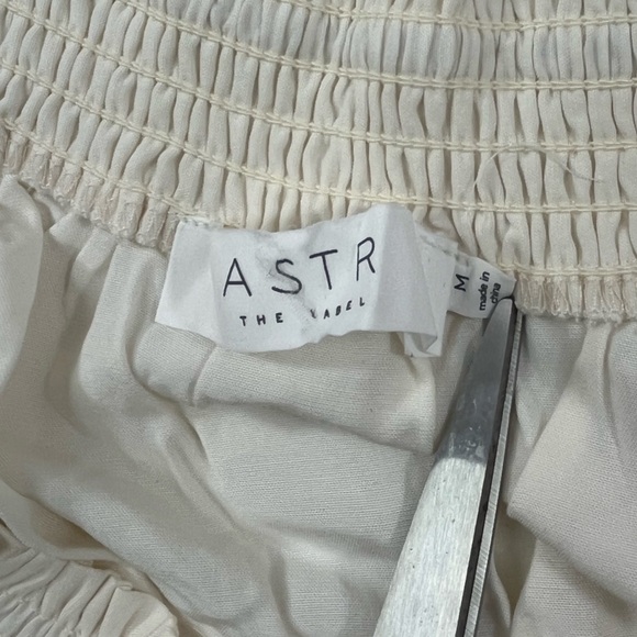 NEW ASTR M White Cream‎ Crop Top Balloon Sleeve Lyocell Linen Blend Blouse - Picture 5 of 9